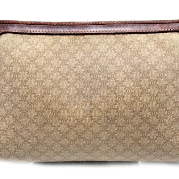 CELINE Clutch Bag Macadam Beige PVC Leather Used Authentic C3698 - Picture 2 of 7